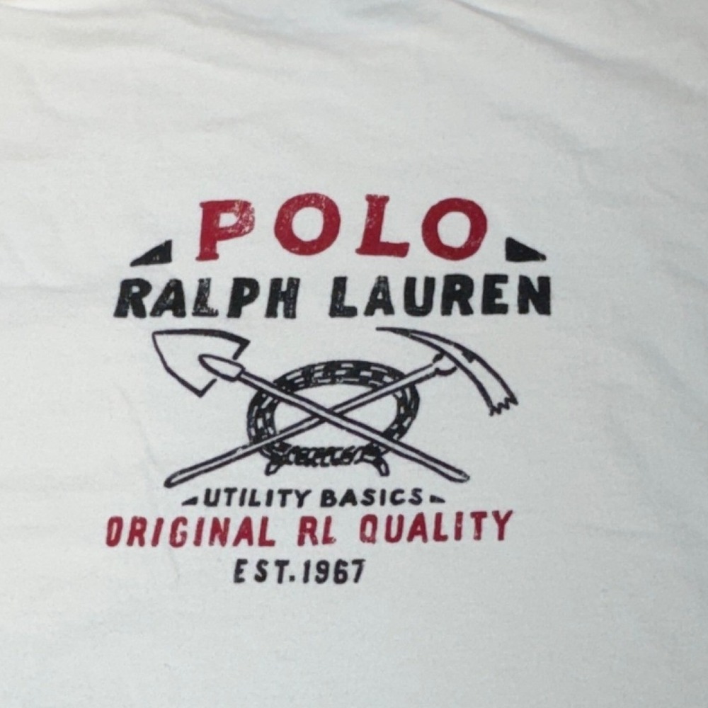 Vintage Polo Ralph Lauren Shirt Mens Large White Utility Shovel Pocket Work Tee